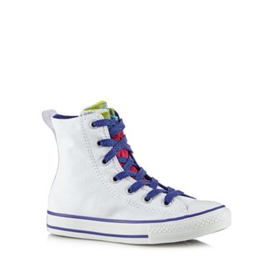 Converse Girl's white frilled slip on hi-top trainers